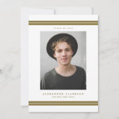 Faire-part Gold Classic Stripes Moderne Photo Graduation (Devant)