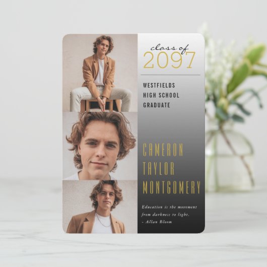 Faire-part Gold Dark To Light Citation 3 Photo Modernisation (Debout devant)