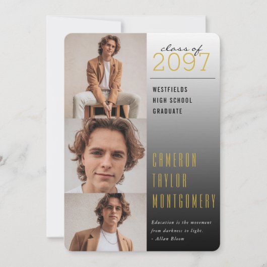 Faire-part Gold Dark To Light Citation 3 Photo Modernisation (Devant)