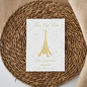 Faire-part Gold Eiffel Tower Damask Enregistrer La Date