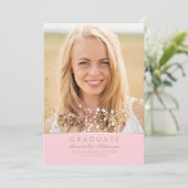 Faire-part Gold et Rose Photo Graduation Party (Debout devant)