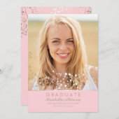 Faire-part Gold et Rose Photo Graduation Party (Devant / Derrière)