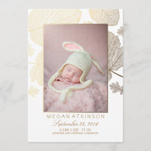 Faire-part Gold Fall Nouveau-né Photo de naissance Annonces