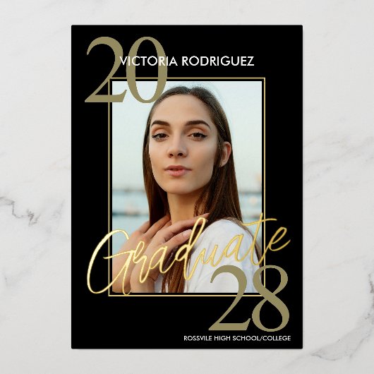 Faire-part Gold Foil Black Trendy (Recto)
