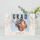 Faire-part Gold Foil Botanical et Black Text Grad Photo (Debout devant)