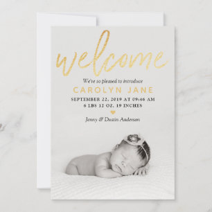 Faire-part Gold Foil Photo Birth Announcement