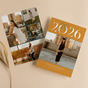 Faire-part Gold Green 2026 Coquette Noeud Papillon Photo Dipl