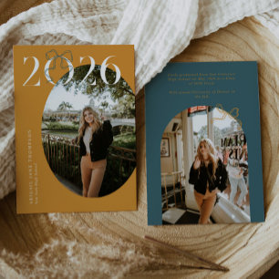 Faire-part Gold Green 2026 Coquette Noeud Papillon Photo Dipl