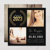 Faire-part Gold Laurel Wreath Class of 2023 Graduate Photo (Devant / Derrière)