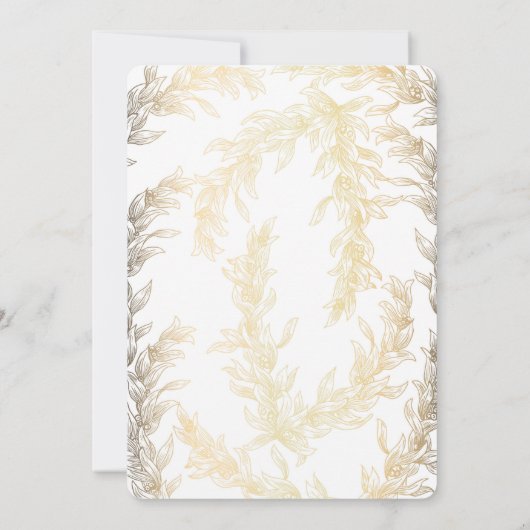 Faire-part Gold Laurel Wreath White Nouveau-né Photo Naissanc (Dos)