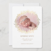 Faire-part Gold Laurel Wreath White Nouveau-né Photo Naissanc (Devant)
