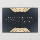 Faire-part Gold Navy Blue Gatsby Foil Enregistrer La Date (Devant)