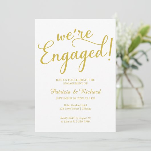 Faire-part Gold Nous sommes engagés Engagement Party Invitati (Debout devant)