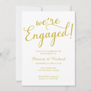 Faire-part Gold Nous sommes engagés Engagement Party Invitati