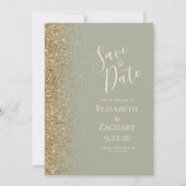 Faire-part Gold Parties scintillant Edge Sage Green Enregistr (Devant)