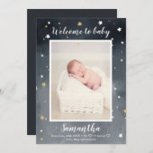 Faire-part Gold parties scintillant étoiles aquarelle photo b (Devant / Derrière)