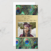 Faire-part Gold Peacock Feather Elegant Graduation (Devant / Derrière)