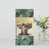 Faire-part Gold Peacock Feather Elegant Graduation (Debout devant)