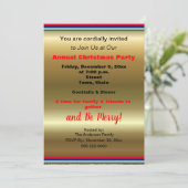 Faire-part Gold Red Fête de Noël rayée (Debout devant)