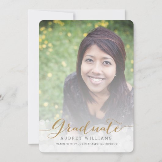 Faire-part Gold Script 2 Photo Grad (Devant)