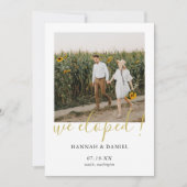 Faire-part Gold Script Custom We Eloped Card avec photo (Devant)