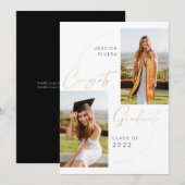 Faire-part Gold Two Photos Congrats Classe de Graduation de 2 (Devant / Derrière)