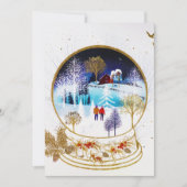 Faire-part Gold Winter Eve Couple Snowglobe Forest Accueil (Devant)