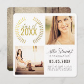 Faire-part Gold Wreath Class of Graduation Graduate Photo (Devant / Derrière)