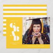Faire-part Golden Yellow Bold Serif simple photo Graduation (Devant / Derrière)