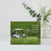 Faire-part Golf enfin nous avons trouvé une nouvelle maison d (Debout devant)