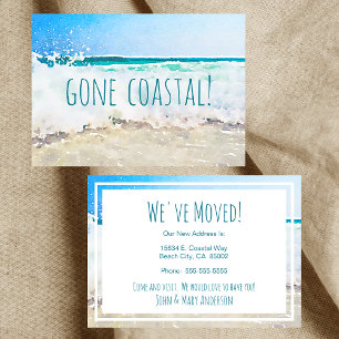 Faire-part Gone Coastal Nouvelle Maison Vague Sur Plage Aquar