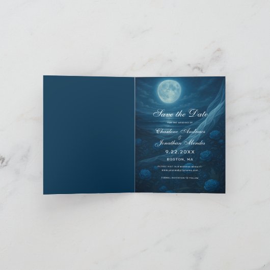 Faire-part Gothic Blue Skeleton Couple Wedding Save the Date (Intérieur)