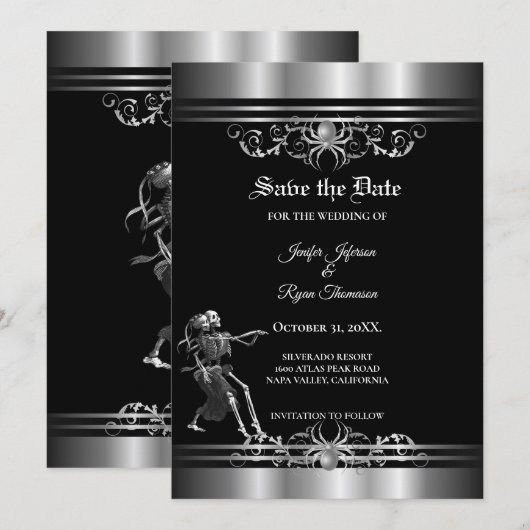 Faire-part Gothic halloween wedding save the date (Devant / Derrière)