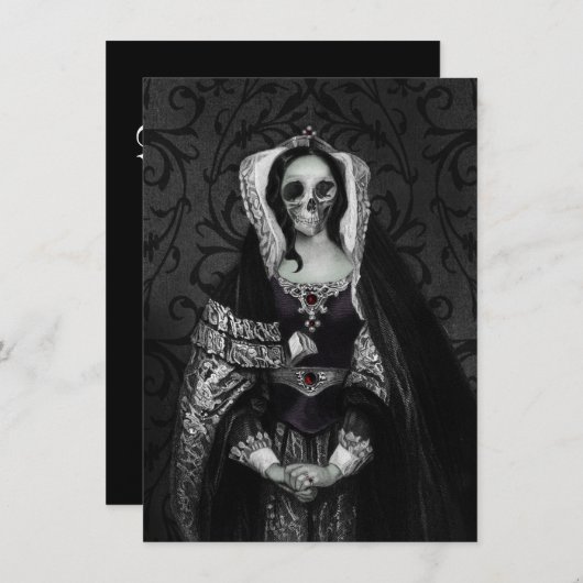 Faire-part Gothique Dame de crâne (Devant / Derrière)