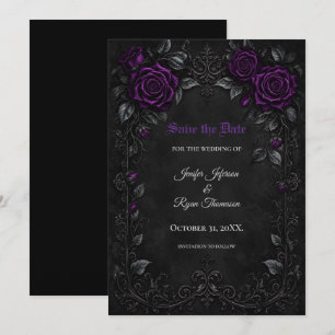 Faire-part gothique de roses violettes pour sauver