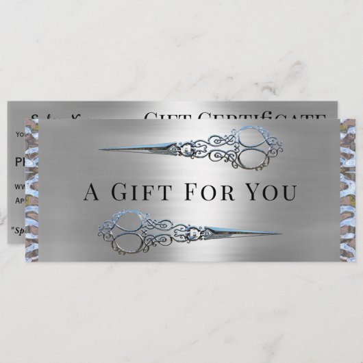 Faire-part Grace Monroe Double Ciseaux Certificat cadeau (Devant / Derrière)