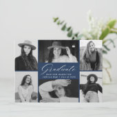 Faire-part Graceful Grad Navy 12 Photo Collage Graduation (Debout devant)