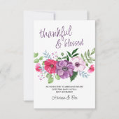 Faire-part Grâces et bénis Fleurs violettes rose Pregnancy (Devant)
