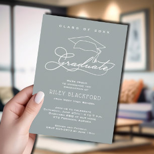 Faire-part Grad Casquette Silver Grey Graduation