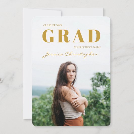 Faire-part Grad Contemporary Grad 5 Photo Collage Graduation  (Devant)