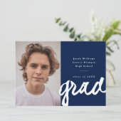Faire-part Grad de script décontracté | Diplôme photo simple (Debout devant)