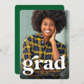 Faire-part Grad Grad simple vert graduation photo verticale (Devant / Derrière)