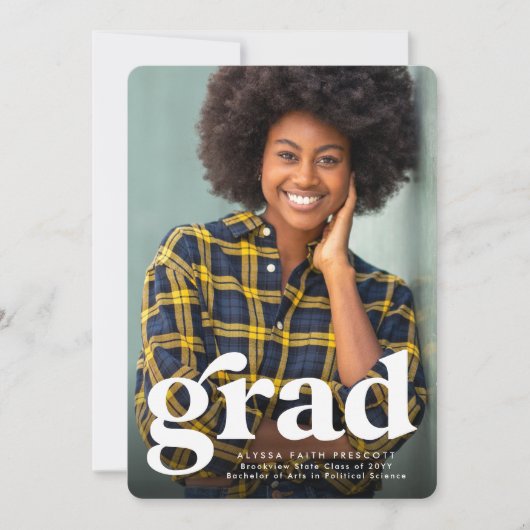 Faire-part Grad Grad simple vert graduation photo verticale (Devant)