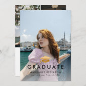 Faire-part Grad minimum or Casquette photo collage Graduation (Devant / Derrière)