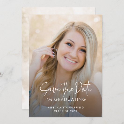 Faire-part Grad Photo 2025 Enregistrer la date Graduation (Devant / Derrière)