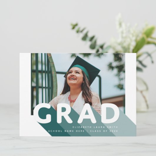 Faire-part Grad Retro Photo Green Gradualisation personnalisé (Debout devant)