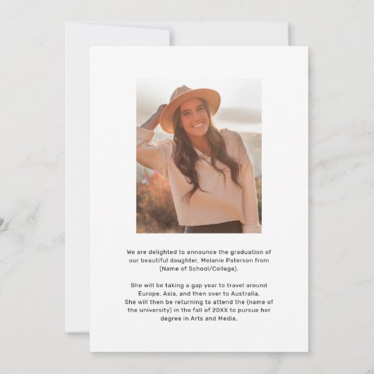 Faire-part Grad Sash moderne photo Grad Grad Grad Graduation (Dos)