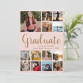 Faire-part Graduate 13 Photo Collage Pink & Gold Graduation (Debout devant)