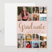Faire-part Graduate 13 Photo Collage Pink & Gold Graduation (Devant / Derrière)
