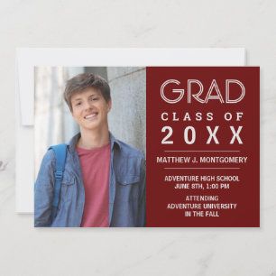Faire-part Graduate 2023 Photo moderne Maroon Silver Grad